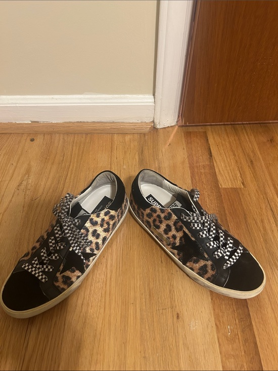 Golden Goose Shoes - Golden Goose Leopard & Black Low-Top Sneakers with Checkerboard Laces